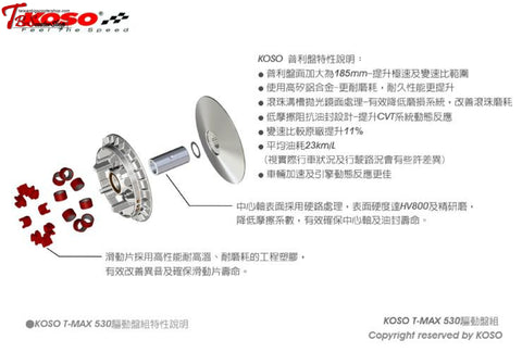 Koso Gt Drive Pulley For Tmax 530 Variator Set Tmax