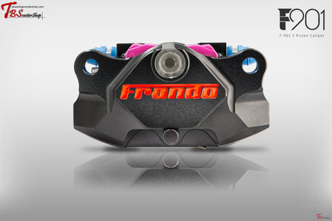 Frando F-901 2 Piston Caliper Hard Anodized Black-Red Text Universal Parts