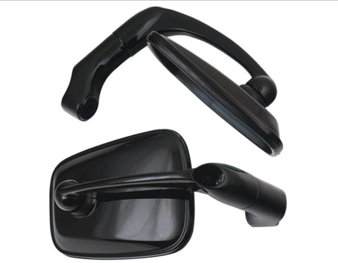 Js Horn-Shaped Ceramic Rear View Anti-Glare Blue Mirror Glossy Black Universal Parts